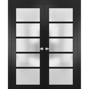 Sartodoors Double French Interior Door, 60" x 84", Black QUADRO4002DD-BLK-6084